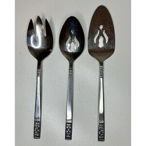 Vintage Custom Craft Serving Fork Spoon Spatula Set Of 3 Stainless Steel